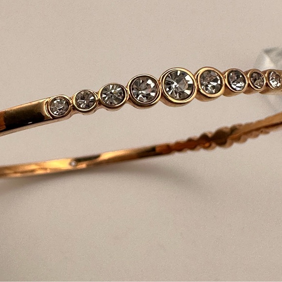 Kate Spade Rose Gold Cubic Zirconia CZ Bangle Bracelet Designer Casual - Picture 2 of 13